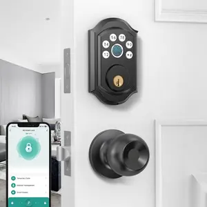 Smart Deadbolt Door Lock Set: Keyless Entry Door Knobs with Fingerprint Electronic Digital Bluetooth Door Lock with Keypad Code App Alexa Auto Lock for House Apartment