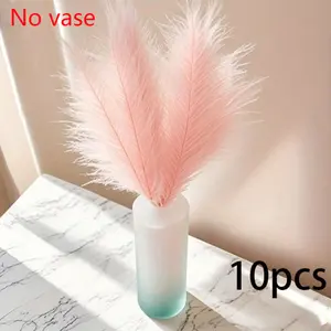 10pcs Artificial Reed Decorative Feathers Wholesale Lifelike Grass Stems Plants, Feather Decorations, Rustic Home Vase Room Living Decoration Garden Arrangement