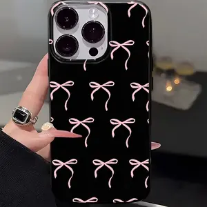 Butterflies Decor Pink Bow TPU Smartphone Cover, Shockproof Protection Phone Case for iPhone 17/16/15/14/13/11, Ideal Holiday Gift for Loved Ones