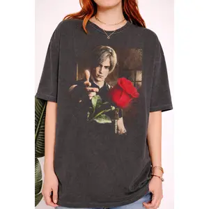 Comfort Colors Leon Kennedy Rose Shirt, Gothic Gamer Tee, Survival Horror Game Shirt, Dark Aesthetic Gaming Tee, Vintage Style Gamer Gift