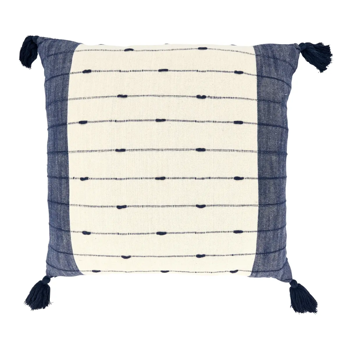 12 x 22 in. Tassel Trim Stripe Poly Filled Throw Pillow, Navy Blue
