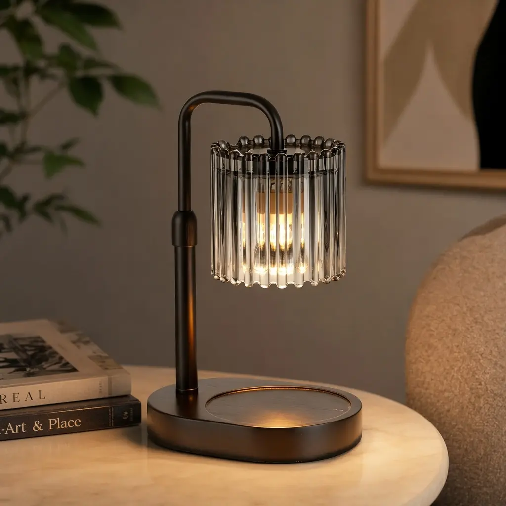 Gold Floral Candle Warmer Lamp with Timer and Height Adjustable Base Safe No Flame Wax Melt Lamp for Continuous Fragrance and Home Aesthetic Enhancement