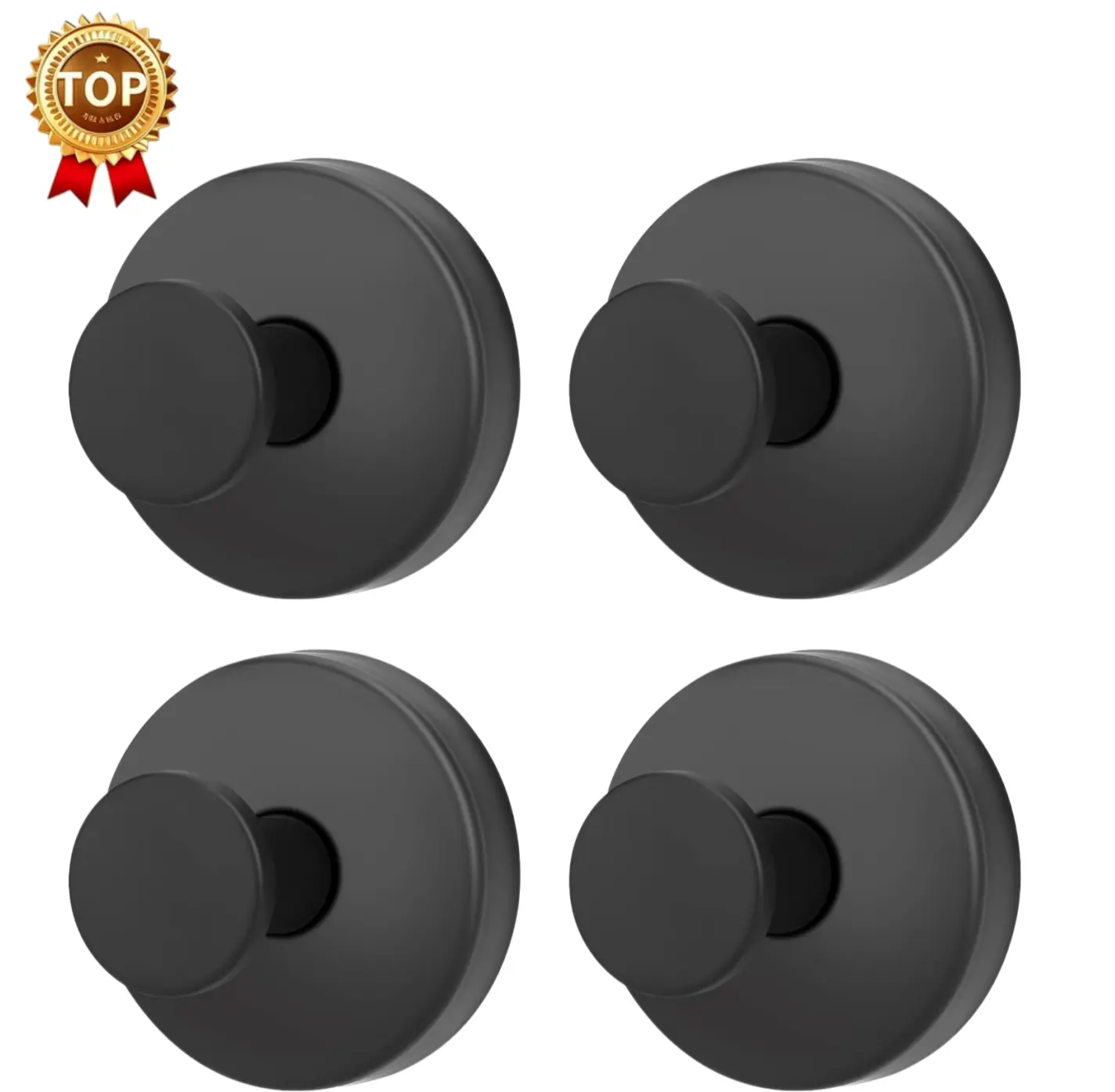 2/4 PACK Suction Cup Hooks for Shower, Bathroom,Glass Windows,Tile – Towel, Loofah, No-Drill Wreath Hanger for Front Door Waterproof Hook Hold, Black Decorative Sleek