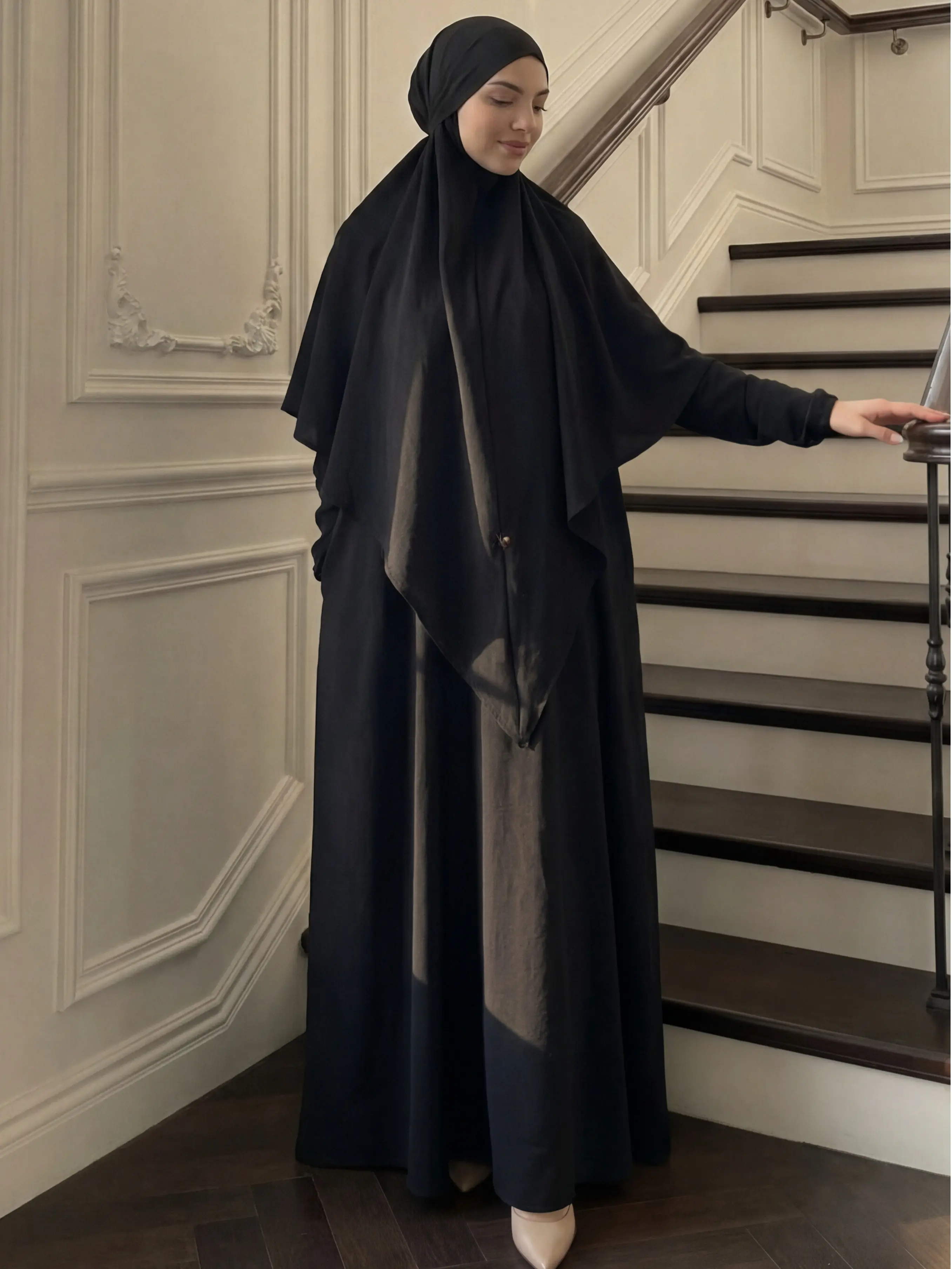 CL05 Abaya Hijab 2pics set, Muslim dress, hijab, solid color, simple and casual, crepe Khimar suit Maxi CL05 Abaya Hijab 2pics set, Muslim dress, hijab, solid color, simple and casual, crepe Khimar suit Maxi