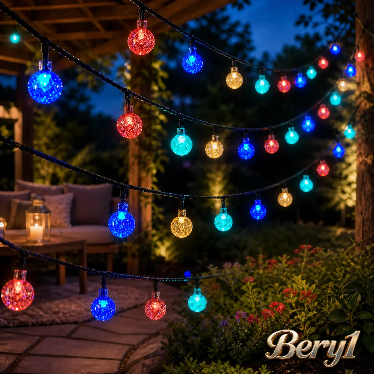 80LED Solar Globe String Lights, Waterproof Outdoor Fairy Lights for Garden, Patio, Porch, Gazebo, Lawn, Wedding, Party & Holiday Decorations--Bery1