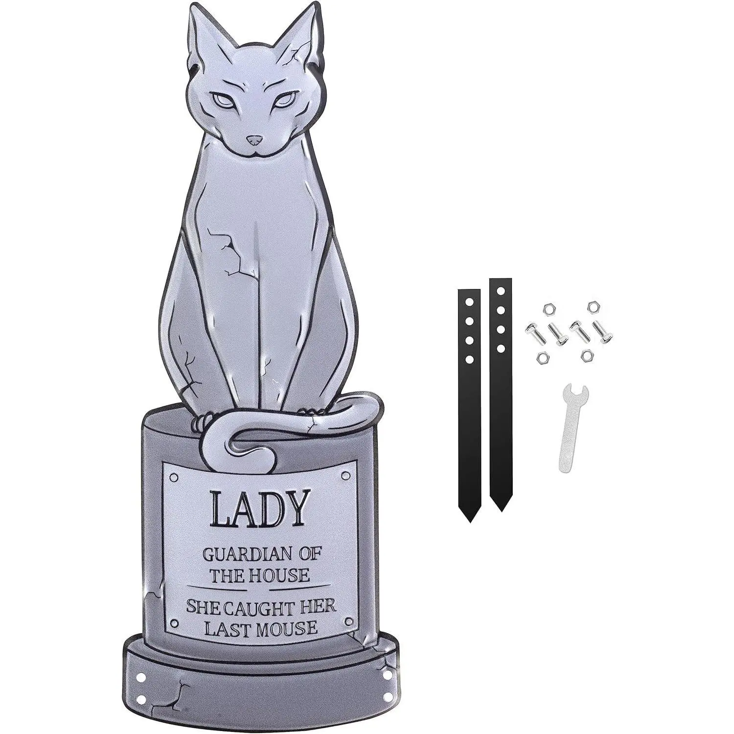 SCS Direct 3D Metal Tombstone -Lady- (Large 17" w Stakes) -Durable, Weather Rust Proof, UV Printed-Upgrade Your Halloween Haunted House Mansion Party Pet Cemetery Lawn Decor