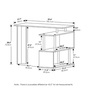 If you want a desk that looks good and works hard, the MOORE Desk in Americano delivers a 39.4-inch desk, a bookshelf and an L-shaped layout, and a layout that suits a bedroom or home office corner.