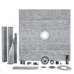 Shower Curb Kit And 72 By 72 Inch Shower Pan Kit With 2-Inch ABS Central Flange, 4-Inch Stainless Steel Grate, Waterproof Curb, Membrane, Strip, And Shower Pan Slope Sticks For Bathroom Installation