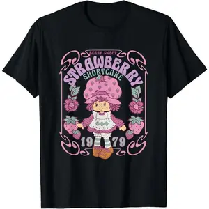 YD.S Print Cotton T-Shirt Cotton Strawberry Shortcake Berry Sweet Seventies Poster T-Shirt Soft / Breathable / Lightweight