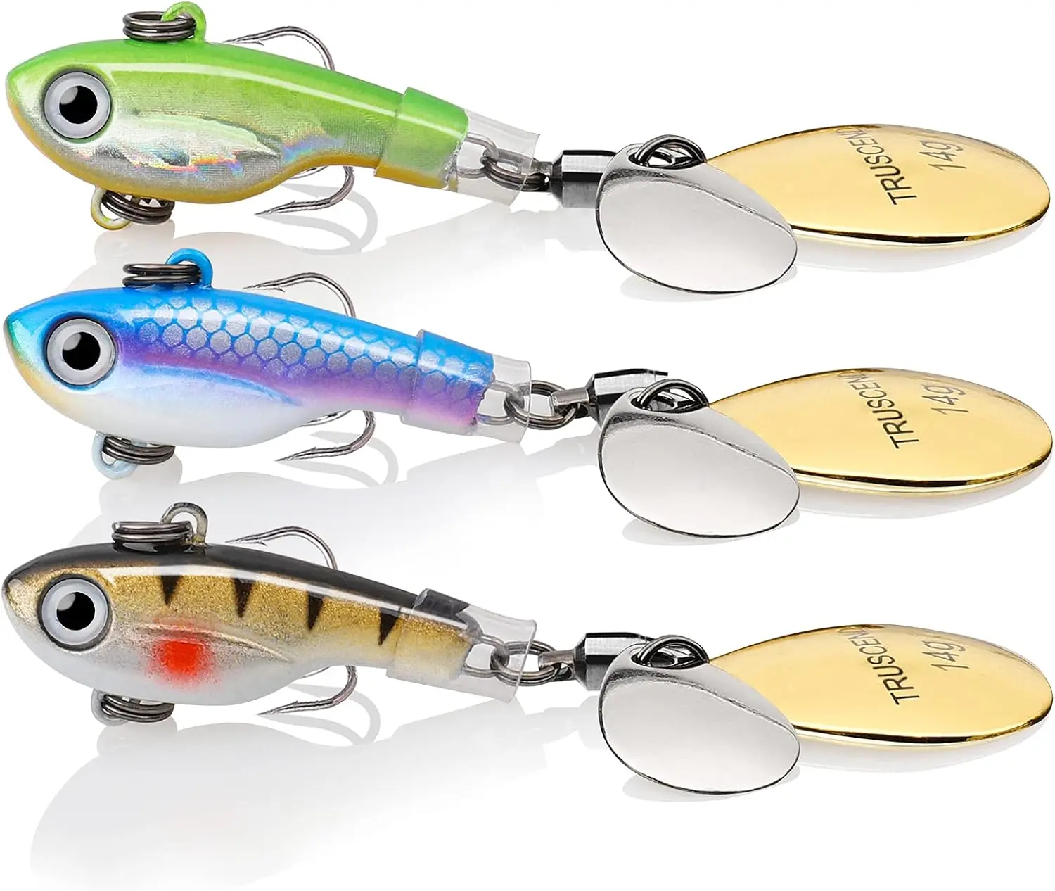 Two-Way Spinning Spoons System Fishing Spinners for Jigging, Well-Made Rooster Tail Fishing Lures with Flash Copper Body and Blade, Freshwater Crappie Jigs, Blade Bait for Bass Trout Walleye