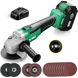 KIMO 20V Brushless Cordless Angle Grinder | 4-1/2'' Blade 9000RPM Electric Brake | 3.0Ah Battery & Charger 2-Position Handle | Battery Powered Grinder for Metal Cutting & DIY Projects