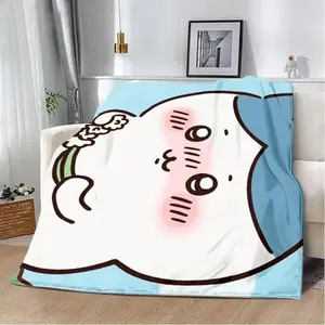 Chiikawa Cute Japan Comics Blanket Ultra Soft Flannel Printed Cozy Warm Bedroom Couch Sofa Picnic Travel Throw Decor Birthday Gift Christmas Gift for Anime Fans Kids Teens Women Men Kawaii Hachiware Style