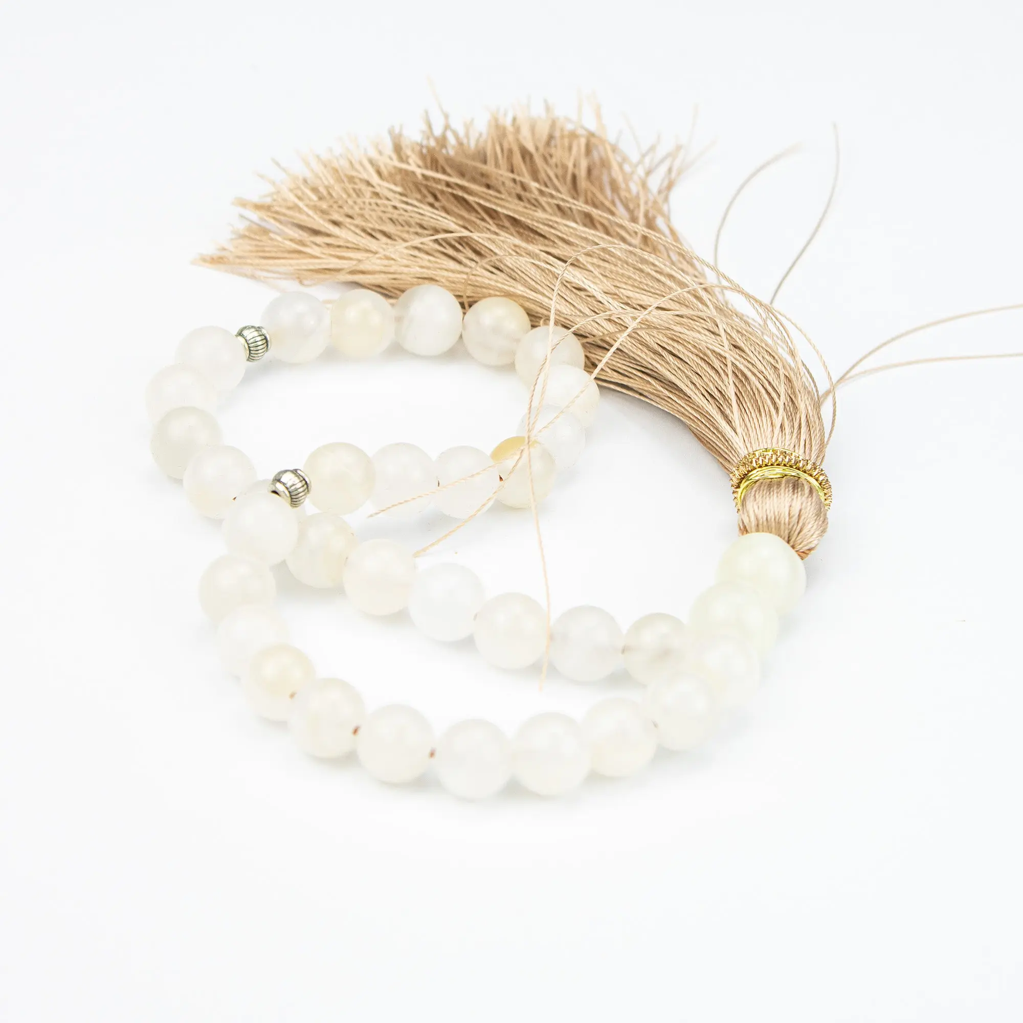 Afghan Cream Calcite Tasbih 35 Beads – Natural Ivory Stone Prayer Beads – Handmade Minimal Misbaha