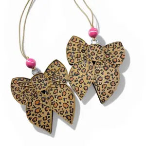 Sassy Saint Leopard Print Bow Freshie-Made to Order-Premium Air Freshener for Car, Home, or Small Space Handcrafted with Unique Designs Long-lasting Fragrance 4-8 Weeks-Hand Painted-Coquette Style-Girly