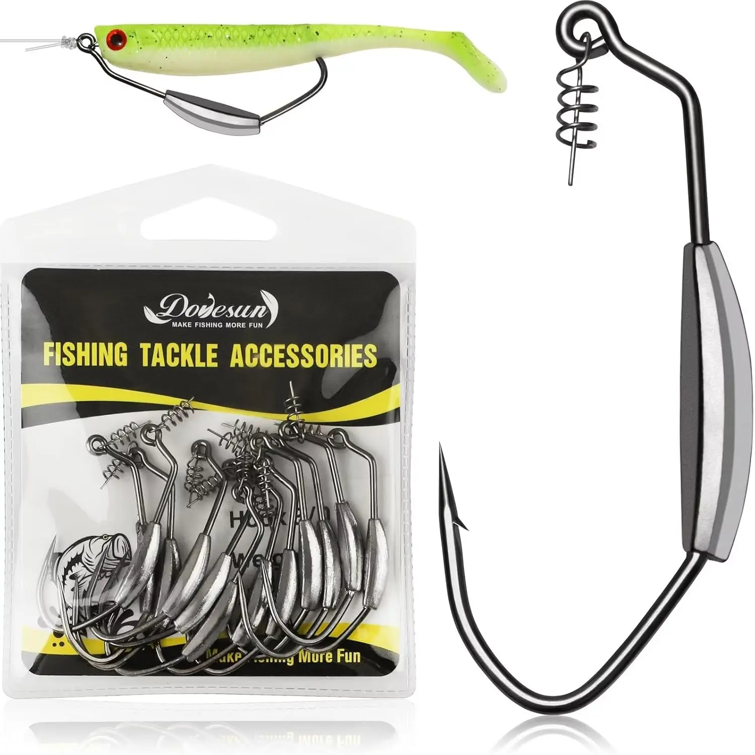 Weighted Swimbait Hooks Kit - 4X-Strong Weedless V-Bend Fishing Accessory for Saltwater & Freshwater Bass, Sizes 3/0, 4/0, 5/0, Angling Supplies, Bottom Fishing Tackle, Durable Fishing Gear