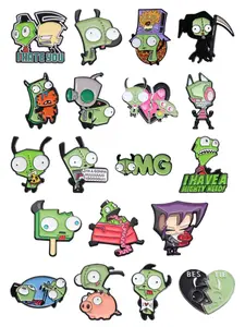 Alien Invaders & Cute Robot Badge, Badge Pins, Fun Cool Style, Multi-Style Cover, Cosplay Identity Identifier, Perfect Gift for Retro Anime Fans