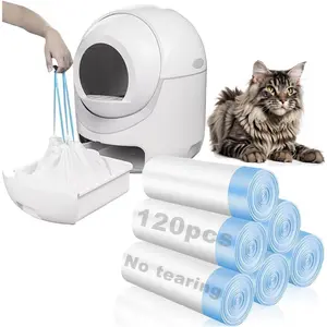 Official(R) 120 Pack  Litter Bags with Drawstring, Self Cleaning Litter Robot  Bags Compatible with Litter Robot 3 & 4 (38.5x48.5cm), 10-12 Gallons (Sold by Ameroliy- Store)