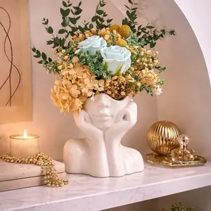 Faceless Ceramic Vase Set - Minimalist Contemporary Design 5.5 x 4.5 in Glossy Finish for Artistic Spaces