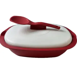 Legacy Airtight Rice Server with Ladle & Utensils, 7.5-Cup (1.8L) Red-White Insulated Food Storage Container, Kitchen Household Organizer for Convenient Serving
