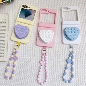 Korean Cute Magnetic Phone Case For Samsung Galaxy Z Flip 7 6 5 Flip7 FE Flip6 Cover with Magsafe Suction Cup Holder Cases Funda