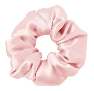 Silk Hair Scrunchies Frizz Breakage Prevention 100% Mulberry Silk Hair Ties Elastic Ponytail Holders Light Blush Hairwraps Round Design