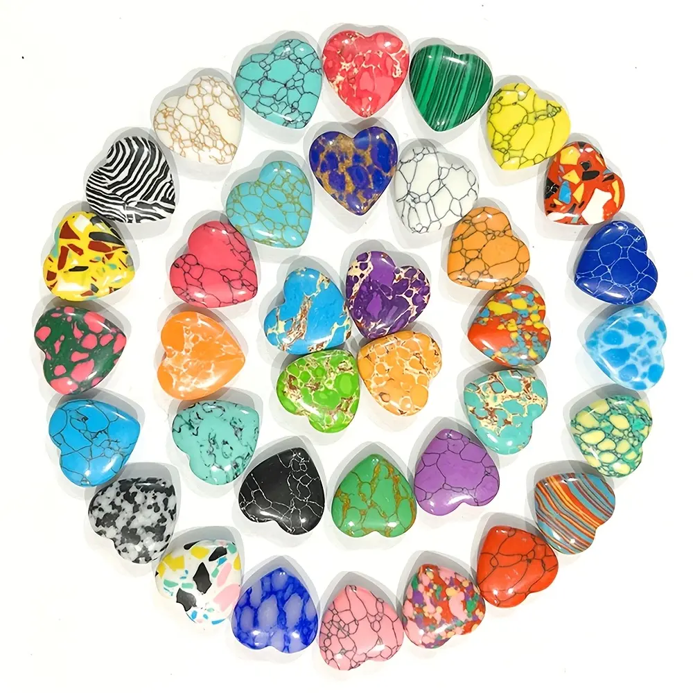 No-Hole Pendant Design Artificial Gemstone Jade Heart Ornaments, Assorted Raw Jade Beads for DIY Beads Making Craft Accessories