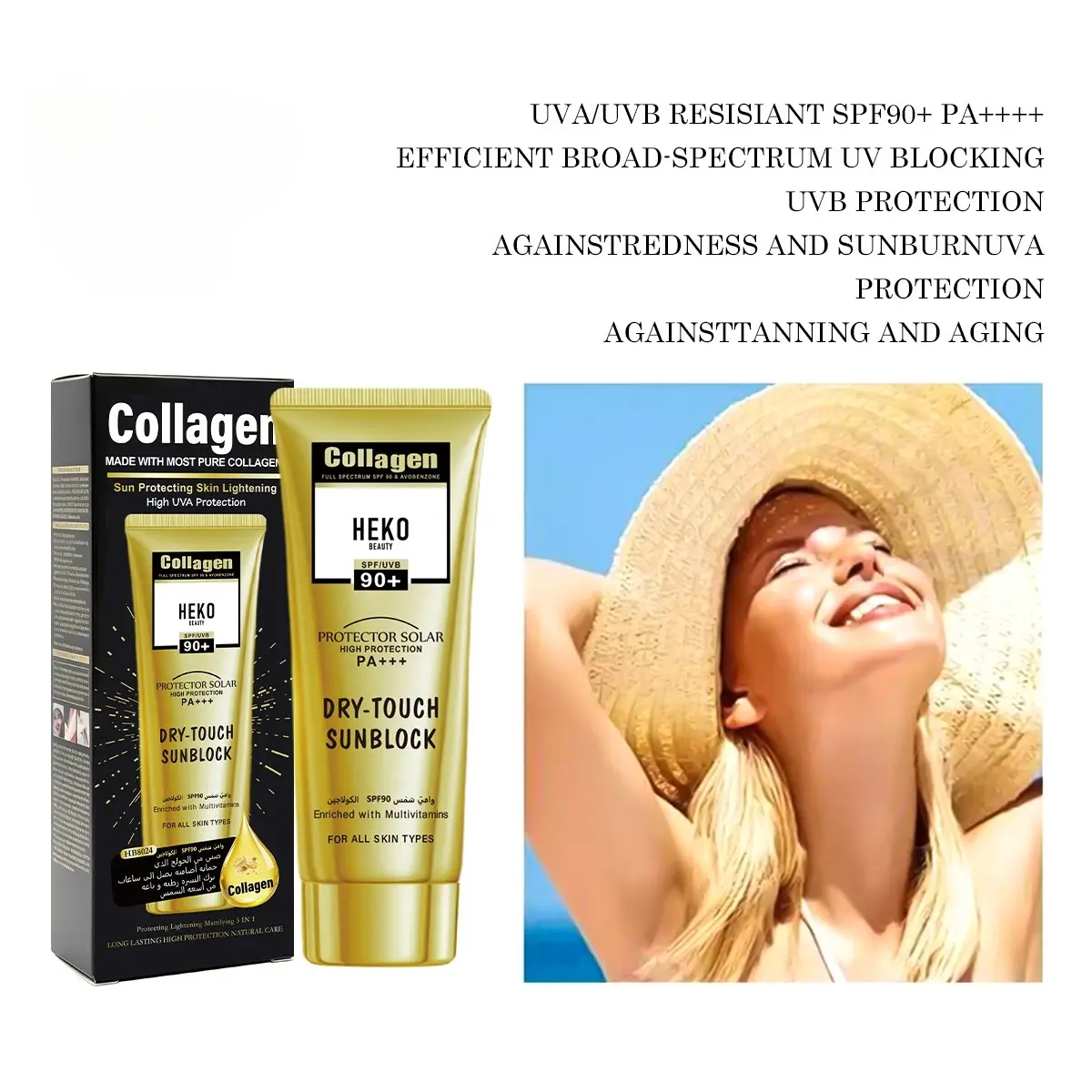 SPF90+ Summer Sunscreen Lotion, Broad-Spectrum UVA/UVB Protection, Dry-Touch Non-Greasy Moisturizing Protective Cream, Brightens Skin Tone, Suitable for All Skin Types