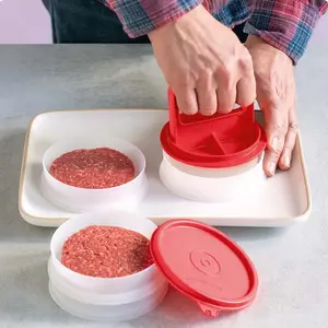 Tupperware Hamburger Press & Keepers Set for Perfectly Shaped Patties - Includes Press, Molding Ring, Stack-Seal Keepers, and Top Seal for Easy Cooking and Storage - Kitchen
