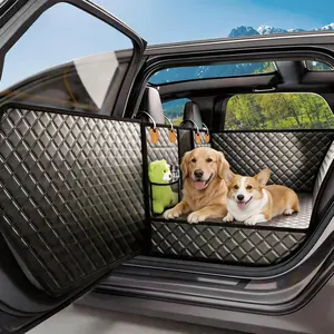 Seat Extender for Dogs,Hard Bottom   Seat Cover for  Seat,  Hammock with Door Protection, Anti-Scratch Pet  Seat Cover for , SUV, , Holds 420lbs, Black