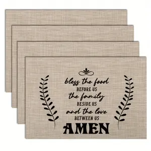 1pc/4pcs/6pcs Placemats- Bless the Food Family Love Kitchen Table Mats, Home Decor, Washable Rectangular Dining Mats for Gatherings& Gifts- for Family& Friends- Perfect for Everyday Dining& Special Occasions- Ideal Gift for Housew