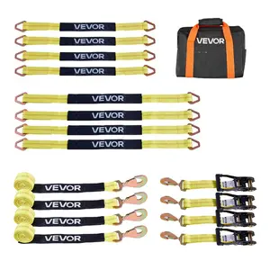 VEVOR Wheel Chock Tie-Down Kit, Axle Type Trailer Tie Down Strap, Car Tie Down Kit with Break Strength 10009 lbs, Working Load 3333 lbs, Trailer Ratchet Strap for ATV, UTV, Heavy-Duty Pickup Trucks