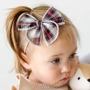 Winter Plaid Headband Bow