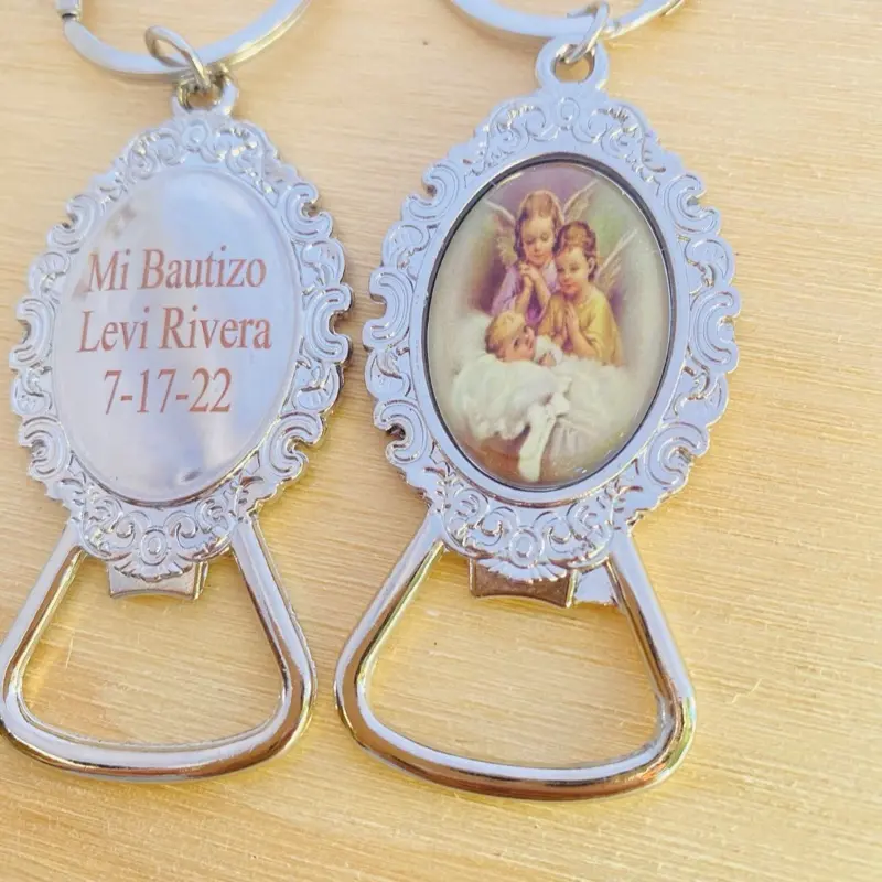 12pcs Custom Engraved Metal Baptism Keychains - Durable Dog & Cat Accessory Add-Ons with Custom Engraving Options, Pet Party Favors, Gifts for Guests, Commemorative Keepsakes