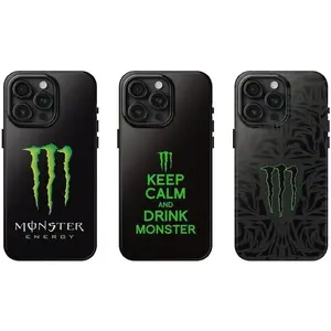 Black Monster Energy Drink Collection Tough Case - Compatible with iPhone X, 11, 12, 13, 14, 15, 16, 17 & Samsung