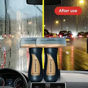 2PCS Glass Oil Film Remover for Car, Windshield Oil Film Remover, Removes Smudges, Rain Fog, Improve Clarity for Driving, Clear Vision Glass Cleaner Tool (100ML)