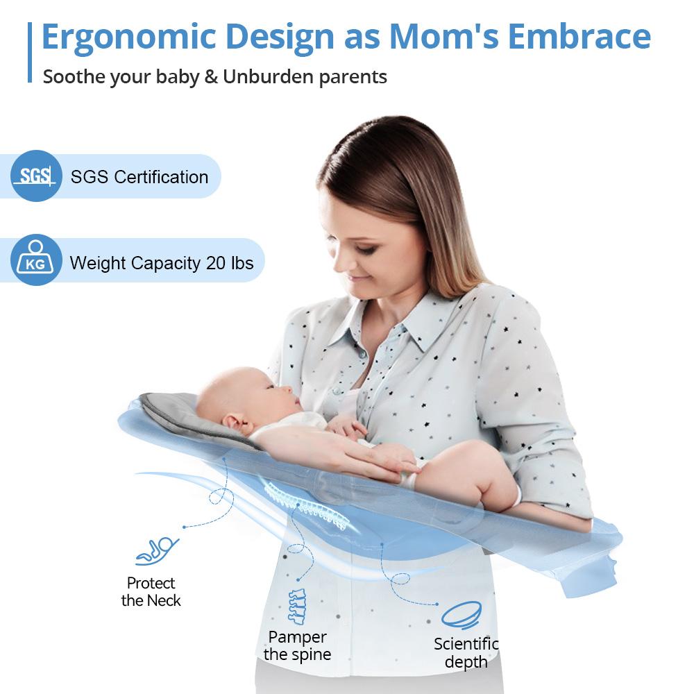 COMOMY Baby Swing for Infants with 5 Natural Sway Speeds, Portable Bt Music Baby Swing with Remote Control & 5-Point Harness, Hands-Free Baby Soother, Lightweight Baby Rocker for 5-20 Lb, 0-6 Months, Grey, Valentine's Day