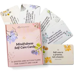 MESMOS 52 Mindfulness Cards with Action Plans. Relaxation Stress Relief Gifts for Women, Positive Affirmation Cards, Anxiety Relief Items, Meditation Self Care Kit, Relaxing Spiritual Gifts for Women