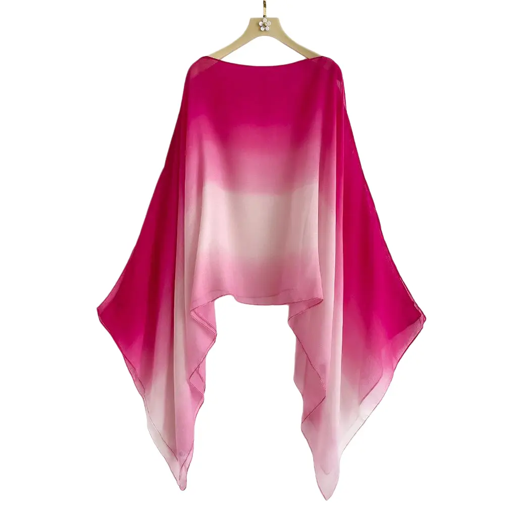 Women's Chic Ombre Print Viscose Casual Soft Shawl - Lightweight, Soft on Skin, Front Tie, Versatile All-Season Chiffon Scarf, Modern Fashion Accessory
