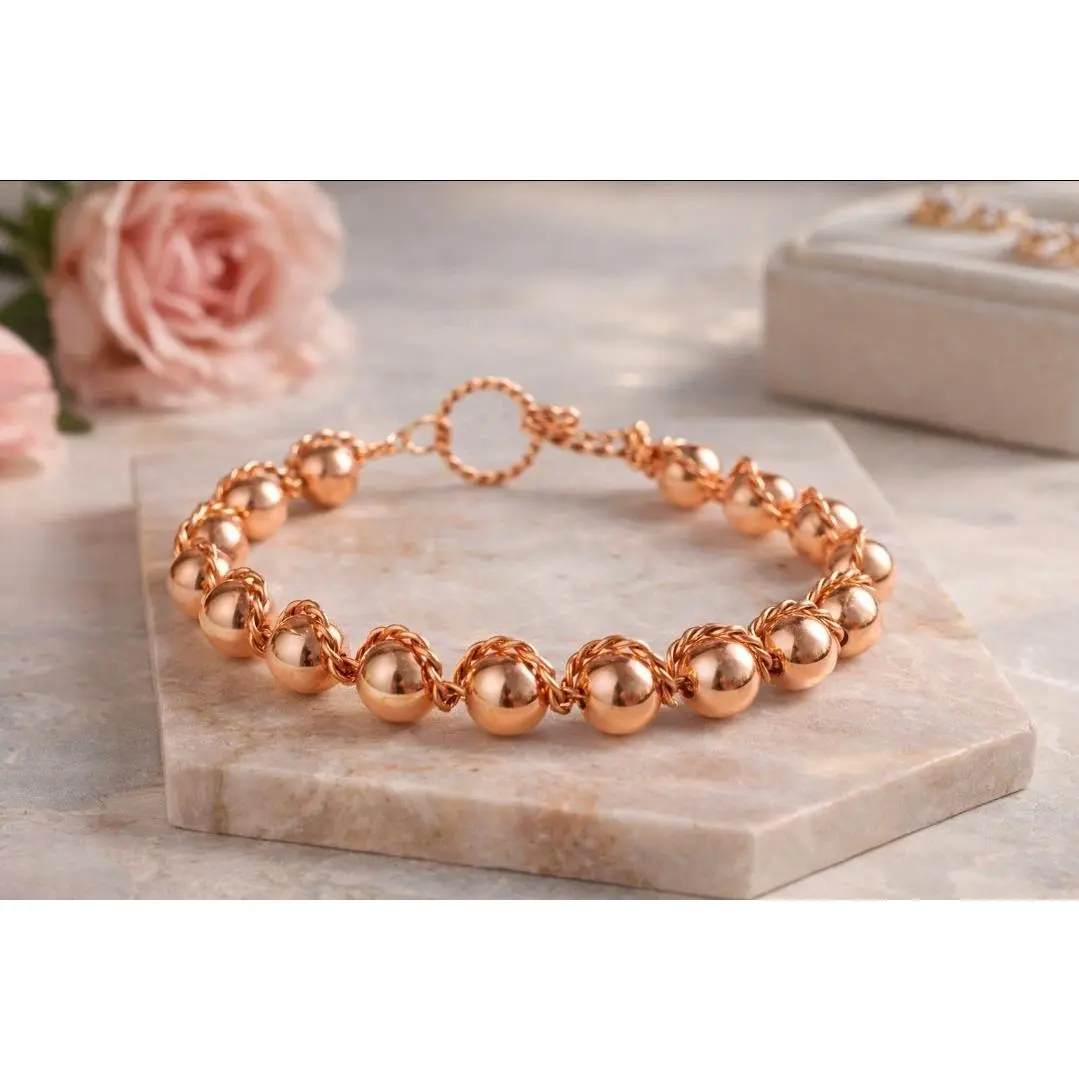 Handmade Twisted Copper Wire Bead Bracelet – Rustic Boho Jewelry Boho Style Beaded bracelets bracelet bracelets for women