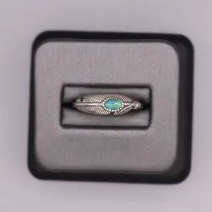 Sterling Silver Stone Ring - Leaf Turquoise