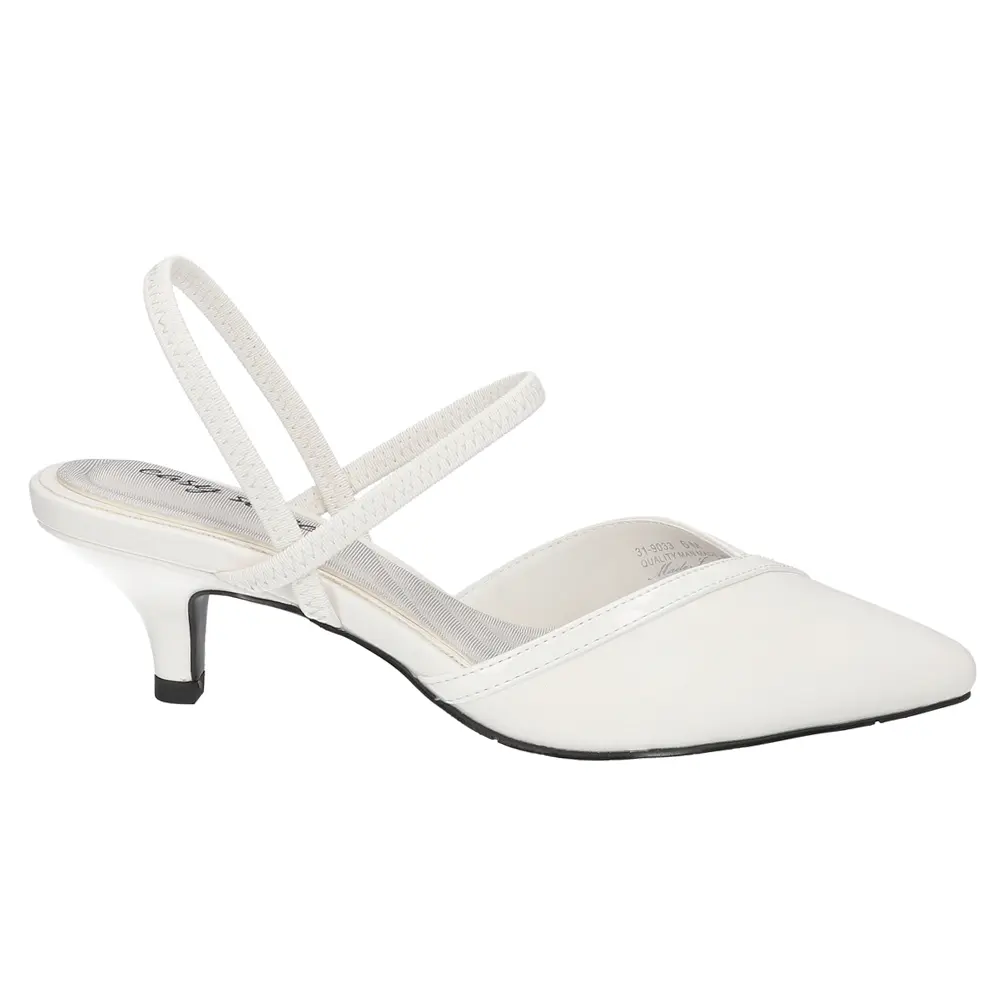 Easy Street Womens Unna Pointed Toe Slingback Pumps Dress Casual Low Heel 1-2" - White