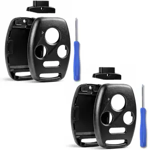 Cutting NOT Required - 2 Key Fob Keyless Entry Remote Shell Case & Pad fits Honda 2003-2012 Accord / 2006-2013 Civic EX / 2009-2015 Pilot /2005-2006 CR-V Long Lasting Hidden Cricket Prank Noisemaker Screen Slot Mount with Lock