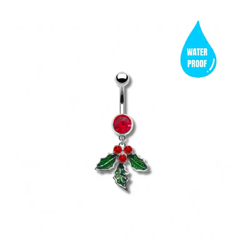 Christmas Metallic Charm Belly Button Ring - Waterproof Statement Belly Ring Piercing Jewelry, Belly Button Rings
