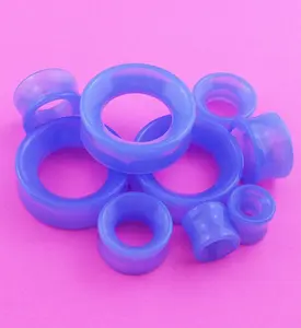 Periwinkle Glass Double Flare Tunnel Plugs