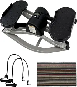 Lateral Rocking Rock Stepper with Digital Monitorand Resistance Bands, for Home, Apartment &Living Room