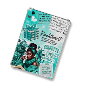Porsha Teal Black and White Kindle Insert for Clear Case | Bookish Accessories