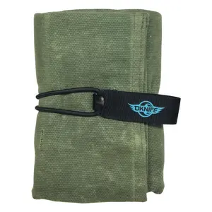 OKNIFE Exploit Mini EDC Pouch OD Green 6 Slots Storage Roll Bag for Olight Flashlights & Tools 12 Amp Oil Wax Canvas Portable Storage, Summervibes