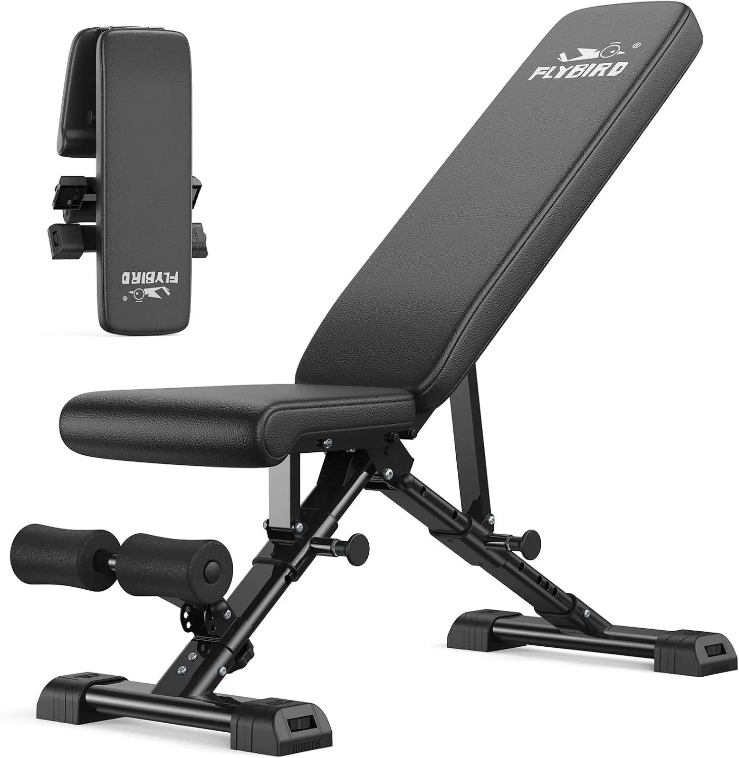 FED Fitness Flybird Series WB5 Weight Bench, ASTM-Certified 800LBS Workout Bench Foldable for Home Gym, 90° to -30° FID and 30in Extended Backrest for Bench Press Strength Training Exercise