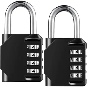Resettable 4 Digit Combination Padlock, Waterproof Heavy Duty Combination Lock for Outdoor School Gym Locker, Fence Gate, Toolbox, Employee Hasp Locker – 2 Pack
