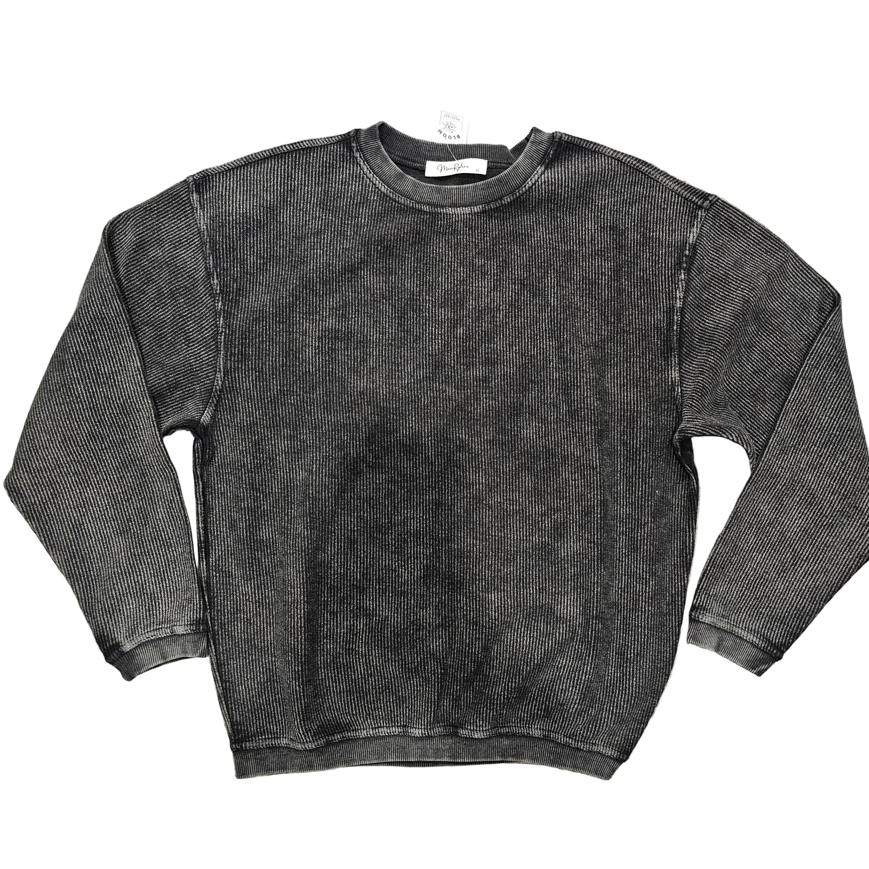 Luxe Corded Sweatshirt- Washed Black